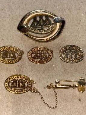5 Pioneer Women Na’Amat pins from mid 1970’s